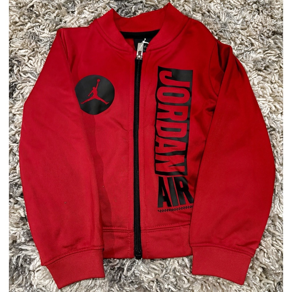 Boy's Air Jordan 2T Red And Black‎ Zip Up Hoodie